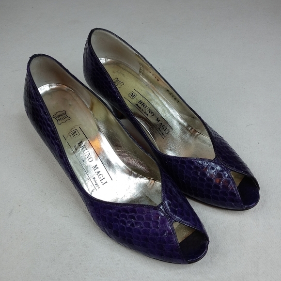 Bruno Magli Women Shoe Pumps 2.5" Heel Purple Snak - Picture 2 of 11